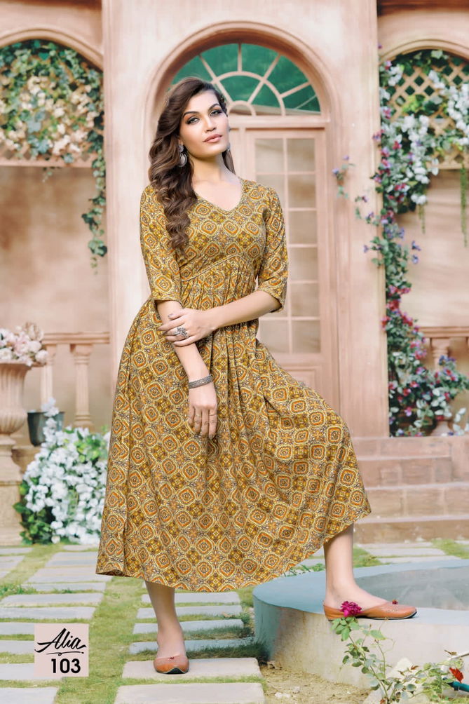 Alia By Hirwa 101-108 Party Wear Kurtis Catalog